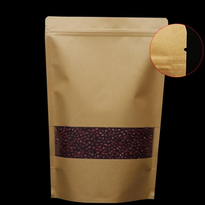 Kraft Paper Window Self Sealing Self Standing Bag Thickened Frosted Tea Bag Dried Fruit Snacks Moisture-proof Sealed Pocket Multiple Sizes Available