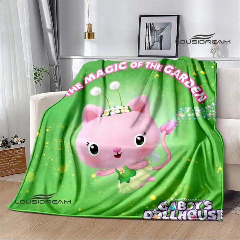 Gabby's Dollhouse Cute Anime Printed Blankets Picnic Blanket Flannel Warm Blanket Travel Blankets Bed Linings Birthday Gift