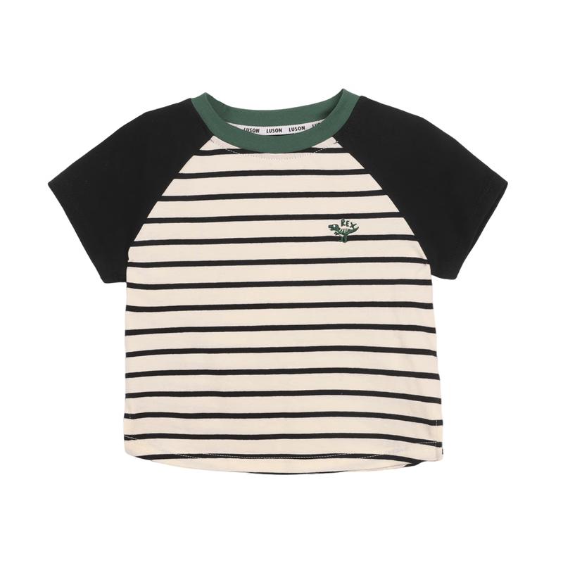 LUSON Baby Boy 2025 New Raglan Contrast Long Sleeve T-shirt 110