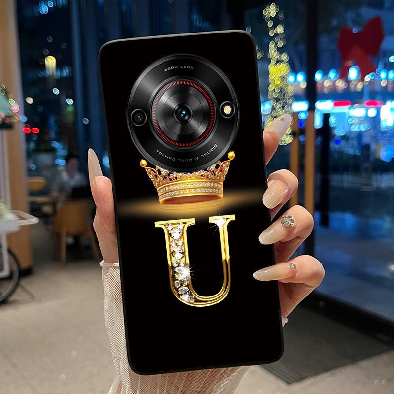 Shockproof Soft Phone Case For ZTE Blade A75 5G/ Nubia Focus 5G Bright Color and Attractive Crown Letter Pattern Casing