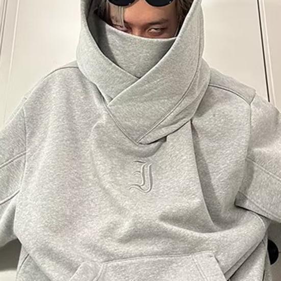 Herre Hettegenser Ensfarget Hette Langermet Pullover Fortykket Kuldebestandig Rullekrave Hip Hop Høst Hettegenser for Dating