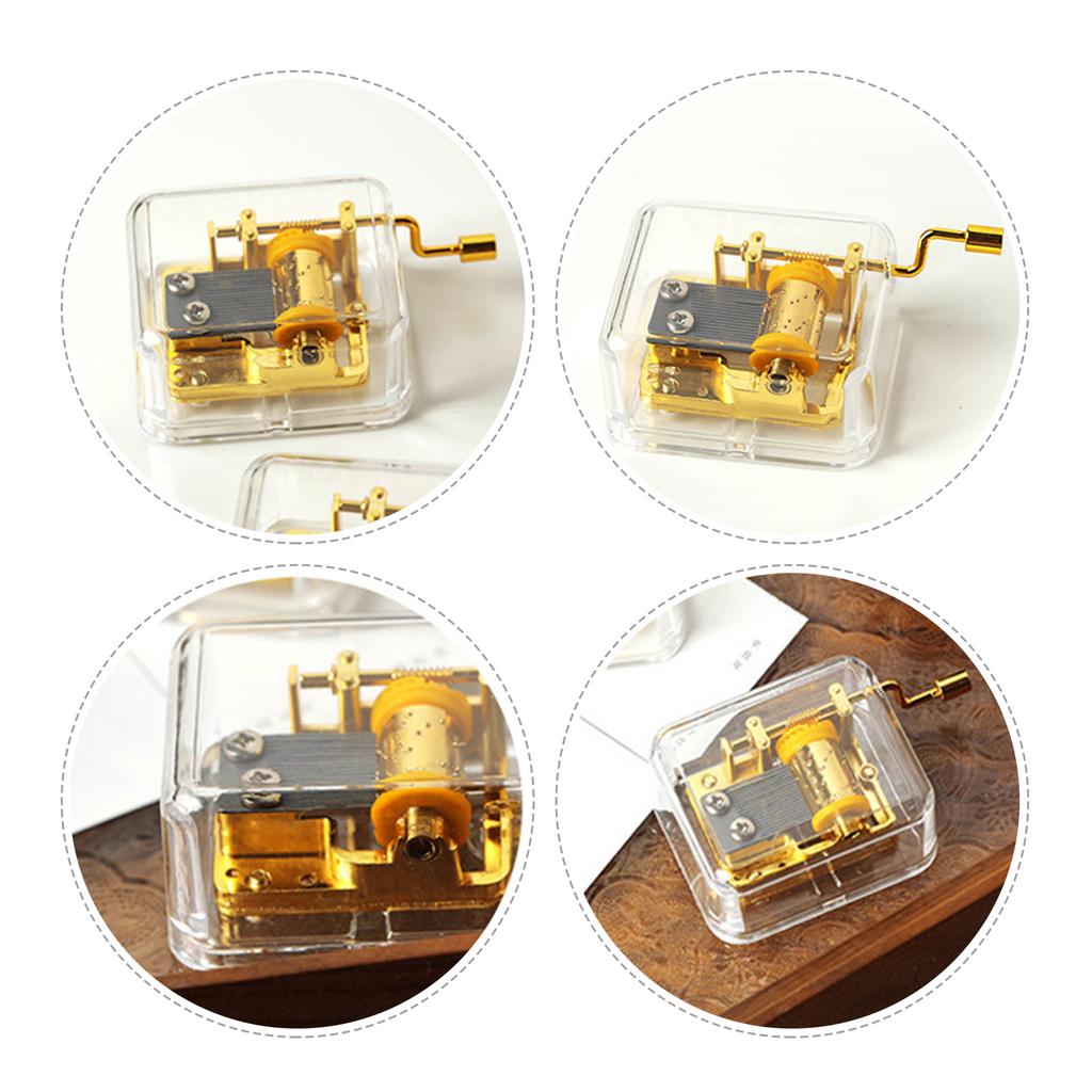 18 Notes Clear Acrylic Music Box Hand Crank DIY Mechanical Music Box Classic Musical Ornaments DIY Craft Gift for