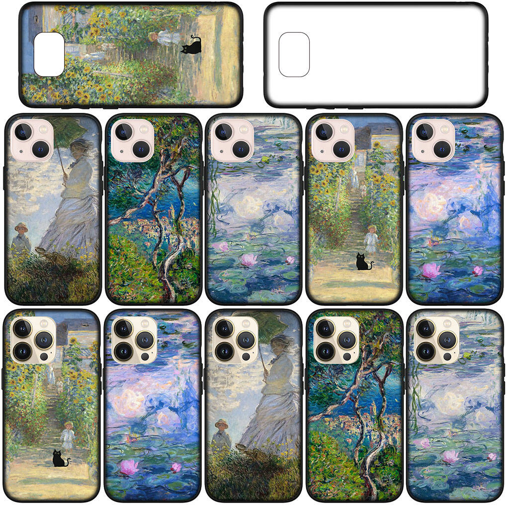 Cover for iPhone 17 16 15 Xiaomi Poco Redmi Note 14 13 12 11 Pro 16e Samsung Galaxy S25 S24 S23 OPPO Huawei Claude Monet Waterlily Cat Art Phone Case