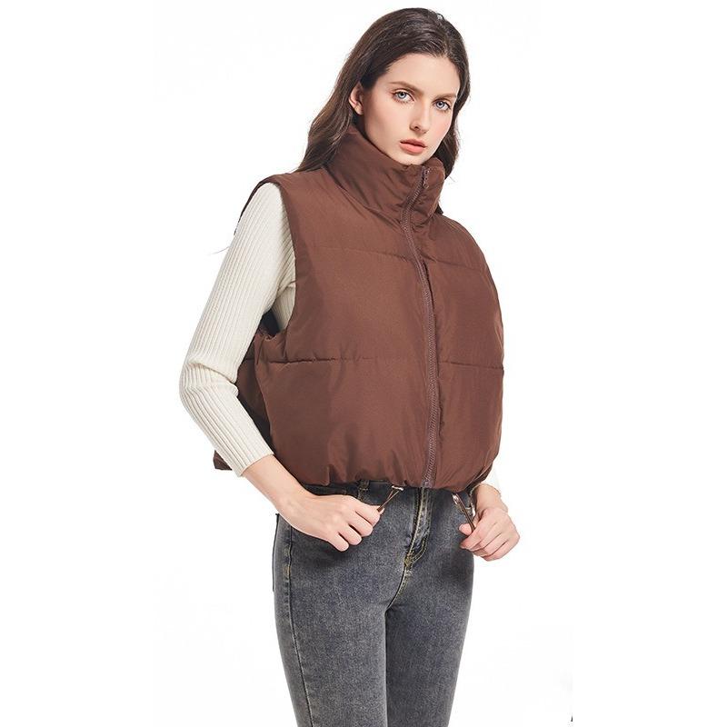 Down Cotton Vest Women's Autumn and Winter New Korean Style Loose Cotton Waistcoat Solid Color Vest Jacket