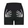 Women Shorts High Waist Butt-grabbing Skeleton Hands Print Thin Anti-exposure Slim Fit Soft Breathable Yoga Jogging Shorts Activewear