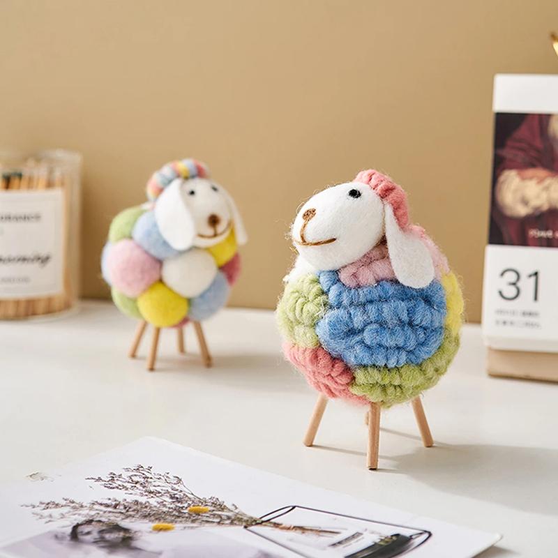 Adorno de Oveja de Fieltro Encantador Accesorios Kawaii Decoración Moderna para el Hogar Figuritas de Interior Accesorios para Decoración de Habitación Regalos para Niños