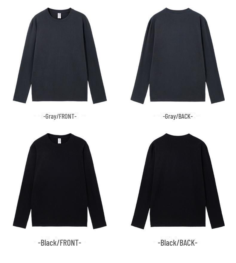 Men's 230g Heavy Cotton Long-Sleeve T-Shirt - Trendy Solid Color Couples' Style for Spring & Autumn
