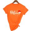 Believe Christmas Women Fashion Clothing Streetwear Faith T Shirt Harajuku Camisetas Mujer Female Short Sleeve