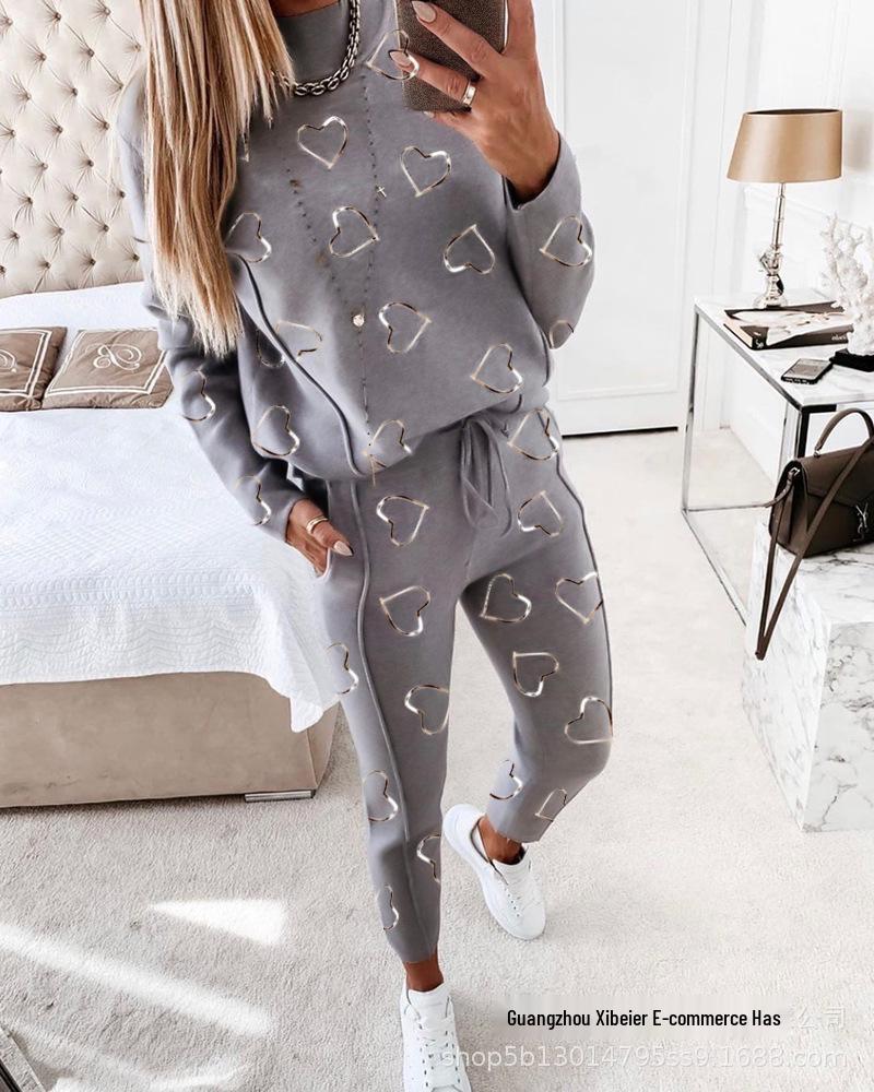 2020 High Neck Long Pants Two-Piece Set: Autumn/Winter Casual Hoodie for Women (YS2455 Fashion)