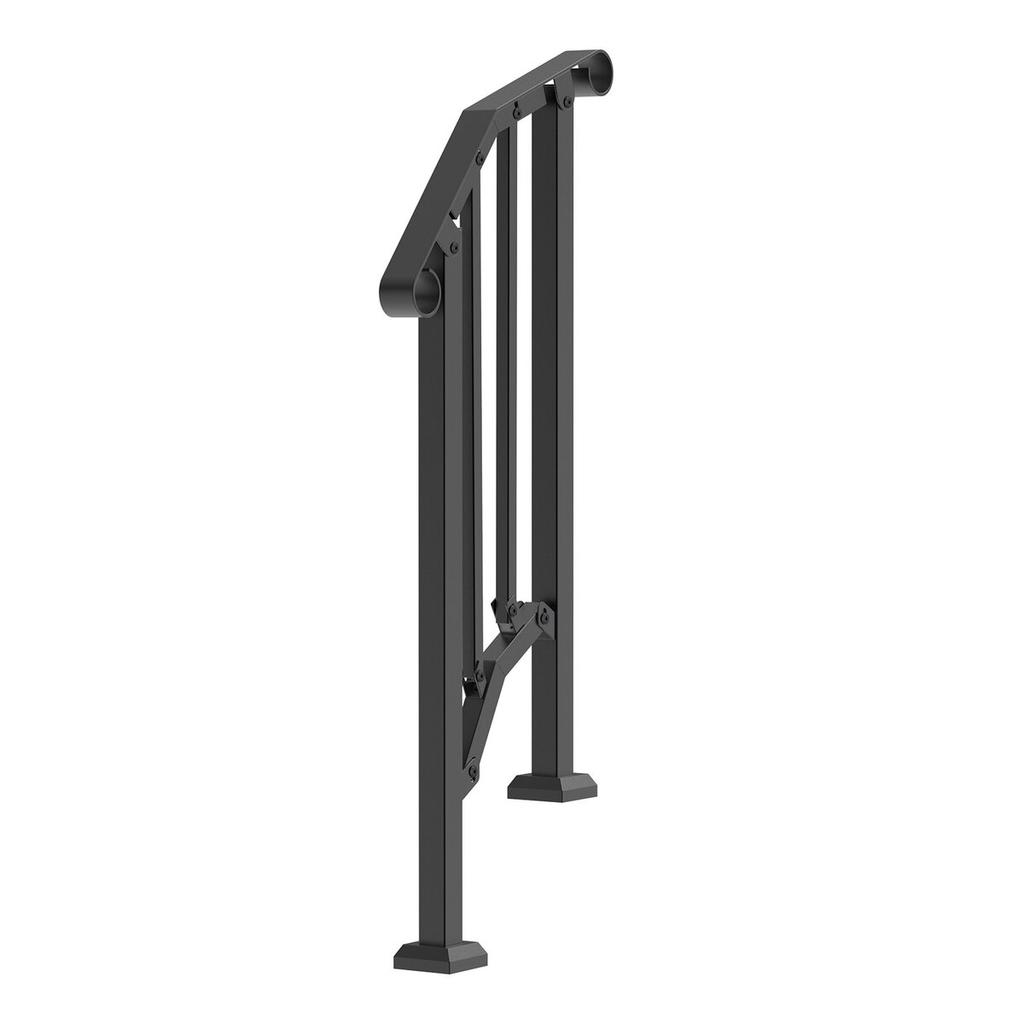 1-2 Step Handrails for Outdoor for Seniors Porch Deck Retro Arch Black