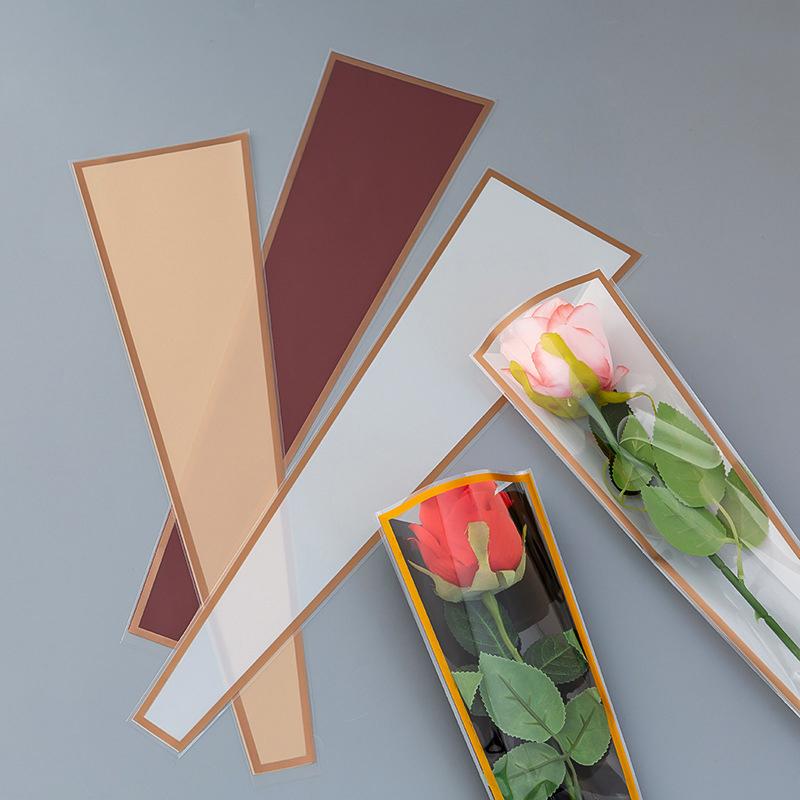50Pcs Single Rose Sleeves Flower Wrapping Bag Bouquet Packaging Bags Clear Cellophane Floral Wrappers For Valentine'S Day