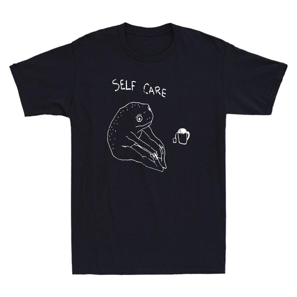 Self Care Frog Tea, Funny Frog Self Care Positive Graphic Vintage Men's T-Shirt
