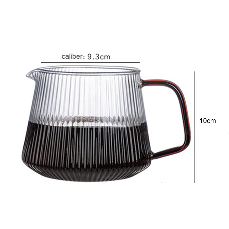 Vertical Striped Coffee Pot Glass Coffee Kettle V-shaped Spout Coffee Teapot Practical Coffeeware About 350ml/500ml Reusable