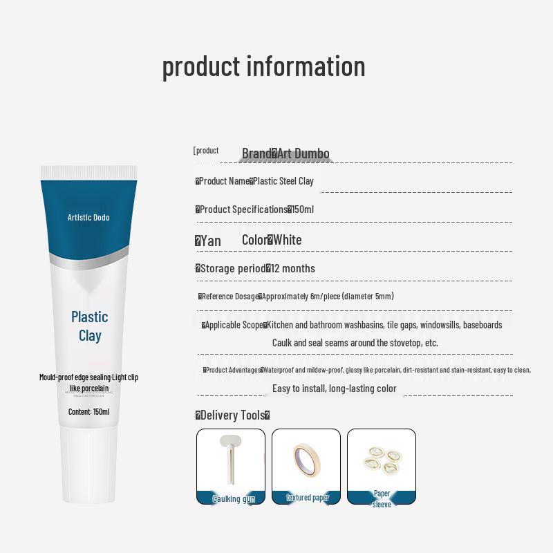 White Anti-Mold Waterproof Clay Sealant for Kitchen, Bathroom, and Sink.