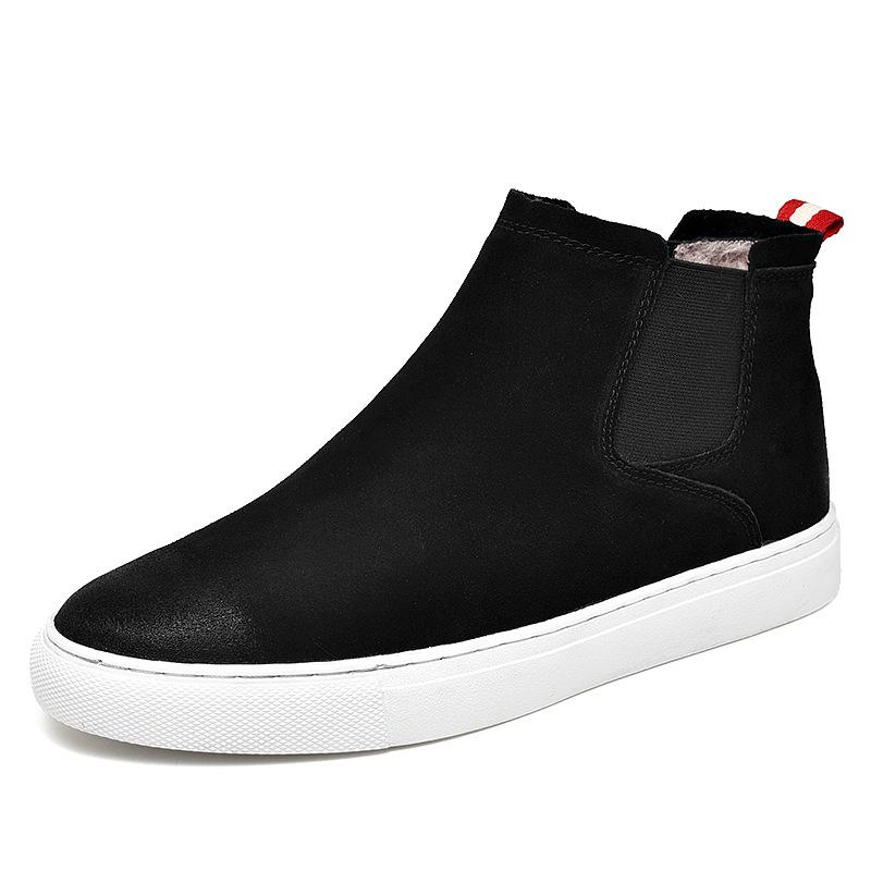 Winter Snow Shoes for Men Warm Plush Boots Chelsea Shoes Comfortable Snow Boots Men's Casual Shoes Large Size Fur Inside Shoes