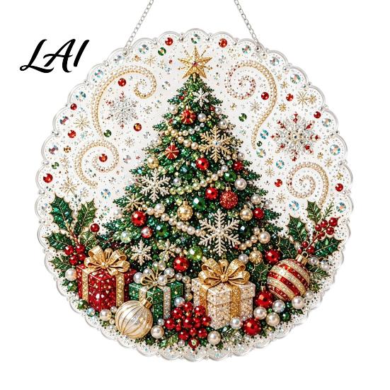 Handgefertigte Festliche Ornamente Materialien Weihnachten Kunstperlen Malerei Sonnenfänger-Set Niedlicher Weihnachtsmann Schneemann Baum 3D Perlen DIY Kunst-Set Ornament Feiertag