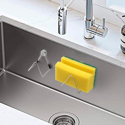 Magnetisk svamphållare för diskbänk Rostfritt stål Avrinningsställ Avtagbar hylla för rengöringsduk Diskställ Kökstillbehör