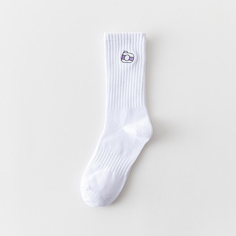 

Мужские весенне-осенние новые вышитые спортивные баскетбольные походные белые хлопковые носки до середины икры 1 pair