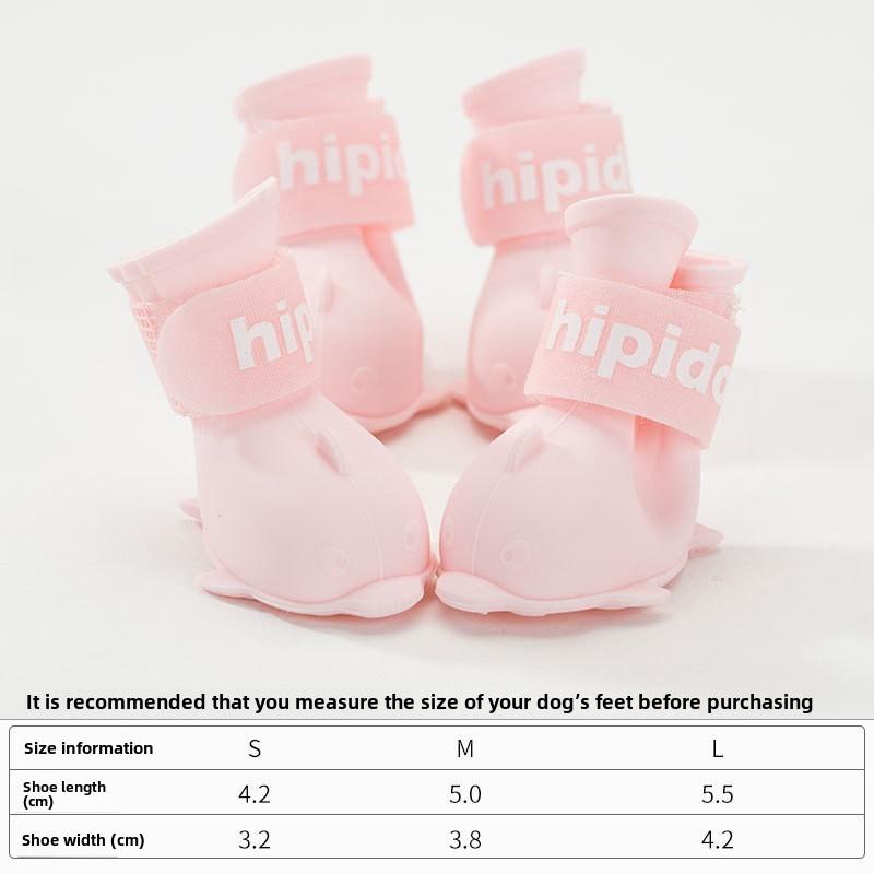 Cross-border Cartoon High-top Pet Silicone Rain Shoes Puppy Dog Going Out Non-slip Wear-resistant Waterproof Dog Shoes Teddy Foot Cover