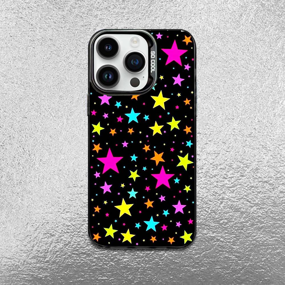 

Colorful Star Phone Case For iPhone 17,16,15,14,13,12,11 Pro Max Plus Colorful Gradient Soft TPU Black Cover iPhone16promax