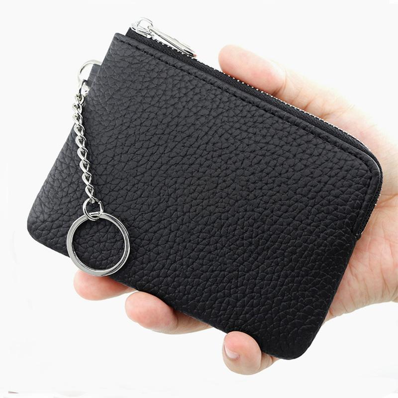Nowe portfele damskie ze skóry PU, damskie, mini, zapinane na zamek, jednokolorowe, na wiele kart, krótkie portfele na monety, smukłe, małe, portfelowe etui