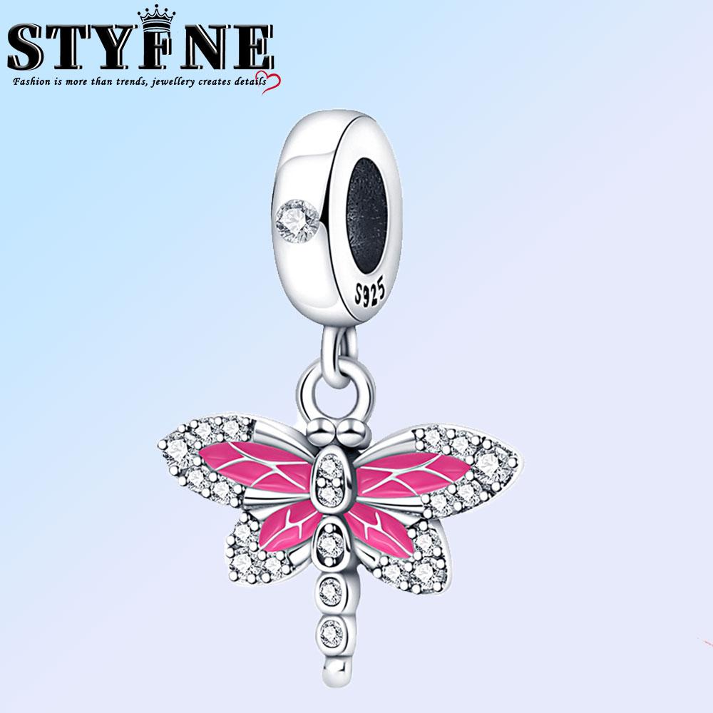 Copper Pink Butterfly Red Dragonfly Charm Beads Suitable For Diy Birthday Party Gift Jewelry Bracelet Accessories