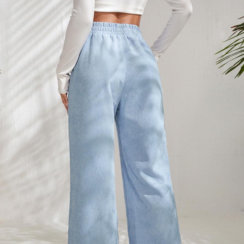 2026 New High-Waist Corduroy Pants, Women's Split Hem & Color Block Casual Trousers for Autumn Winter