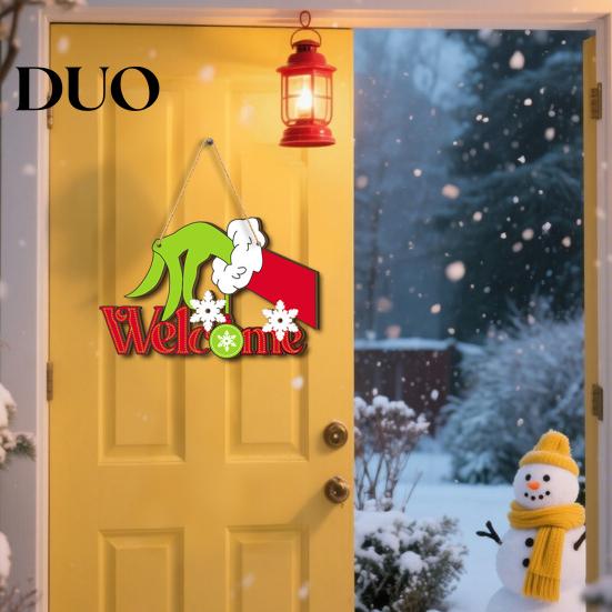 Festive Cartoon Santa Deer Ornaments Christmas Wooden Pendant, Decorative Reindeer/Santa Claus/Gnome Pattern Hanging Sign, Welcome Sign with