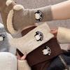 Ladies Autumn Winter Thickened Warm Soft Versatile Cartoon Penguin Wool Tube Stack Socks