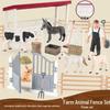 Farm Animal and Human Figures Playset with Fences: Rabbit, Sheep, Donkey, Cow - Parent-Child Simulation Toy