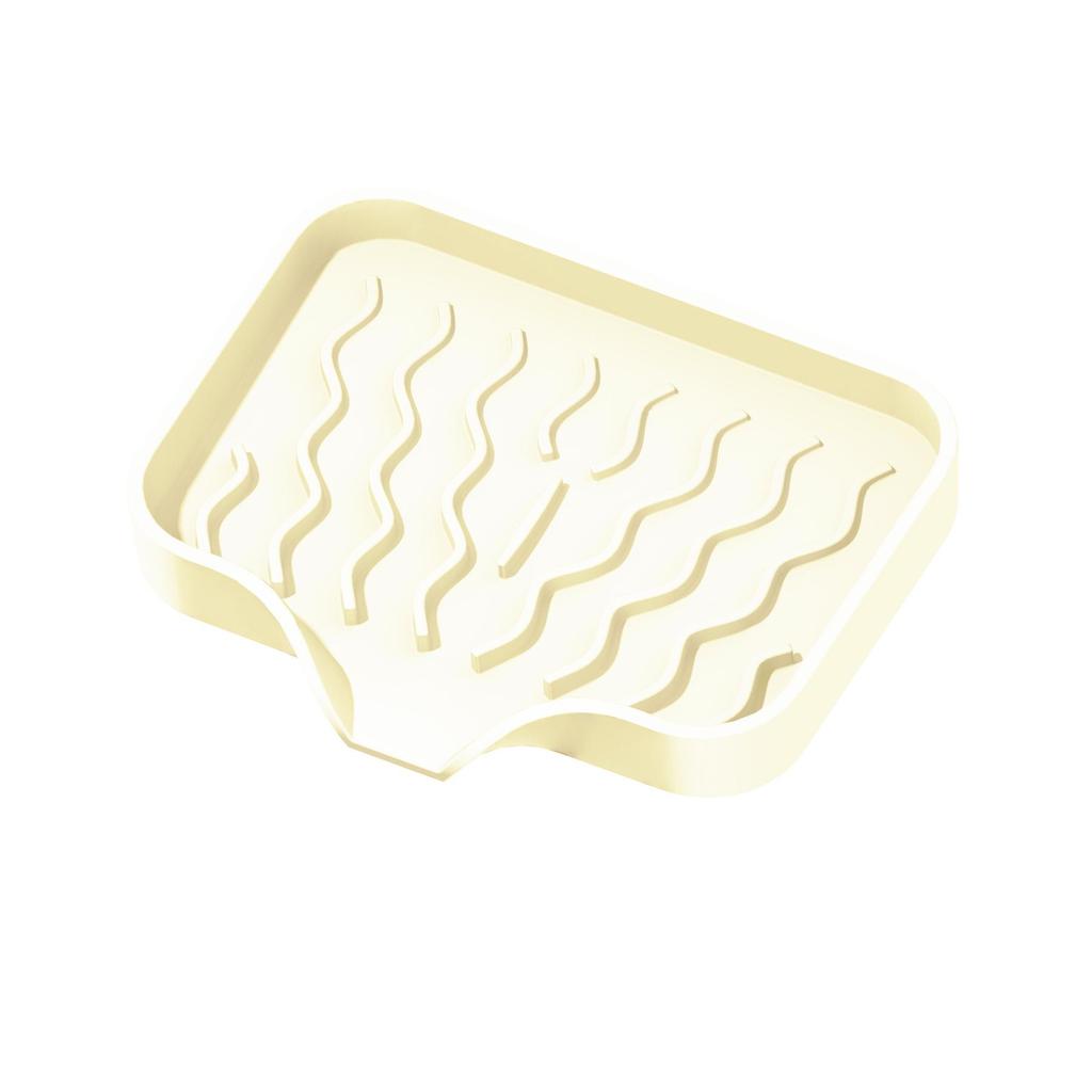Wavy Pattern Silicone No-Drill Soap Dish & Drain Mat Rack