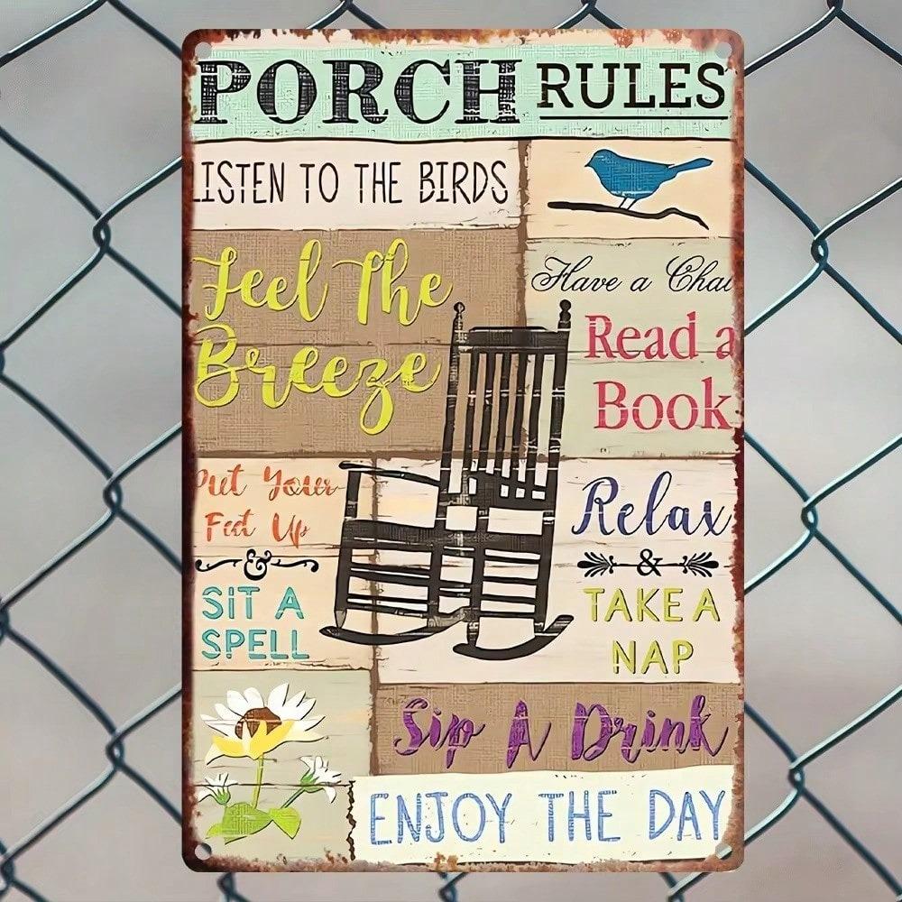 **Vintage Farmhouse Porch Aluminum Sign Waterproof Wall Decor Kitchen Garden Plaque**