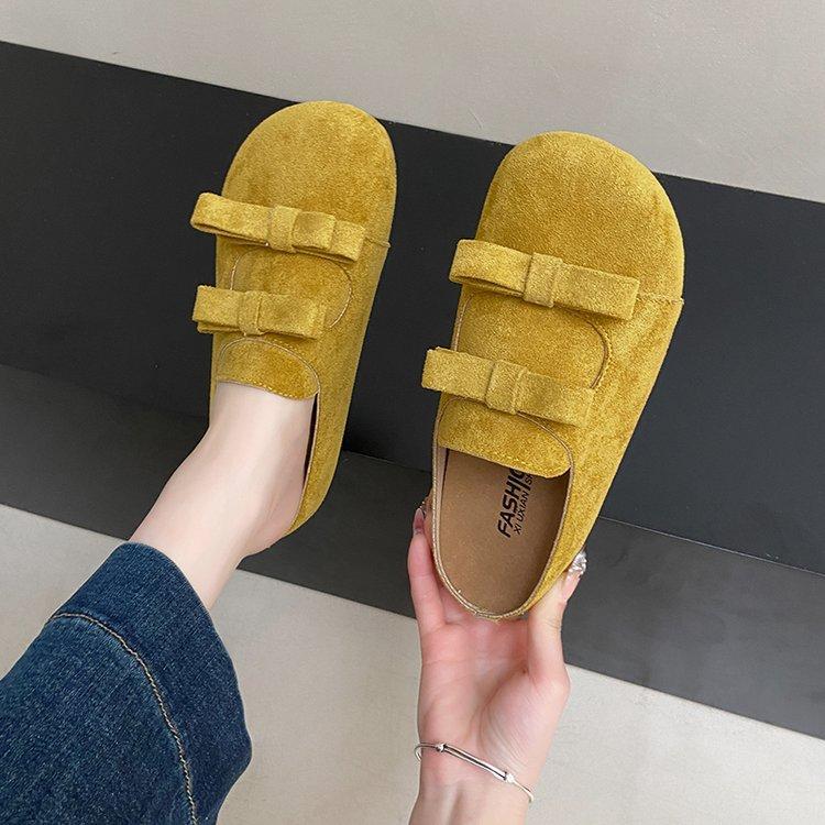 Baotou Half Slippers Women's Summer Wear 2025 New Bow One Pedal Muller Casual Flat-bottomed Cool Slippers Women