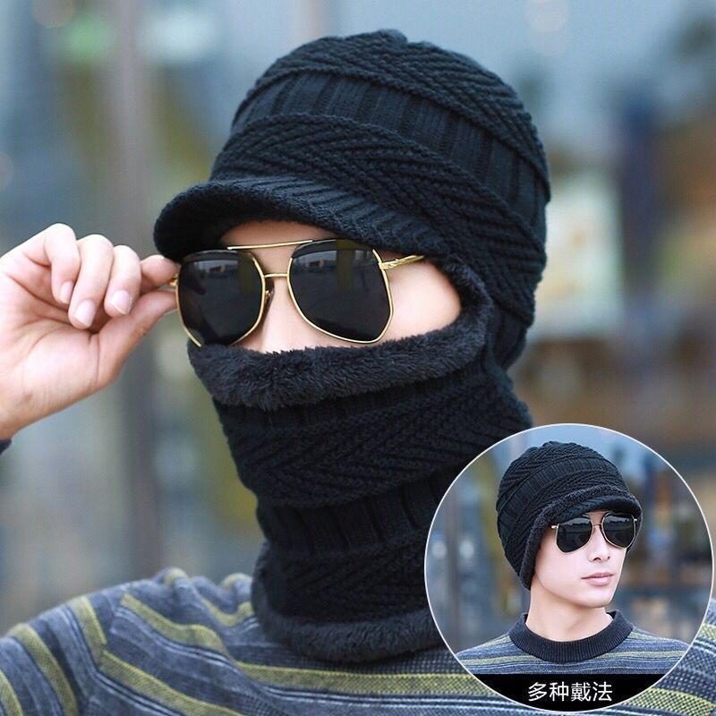 Hat men's winter tide cycling windproof ear protection wool knitted hat winter velvet cold protection warm cover hat