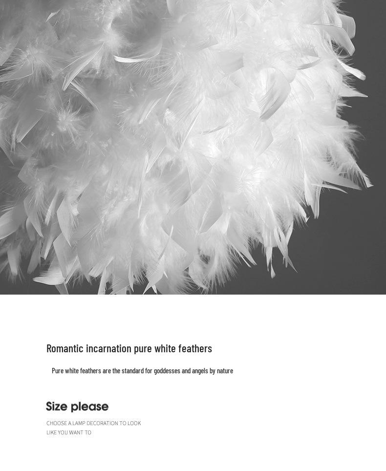 Bílý peříčkový kulový lustr - Kreativní dekorativní osvětlení pro ložnice a obývací pokoje.