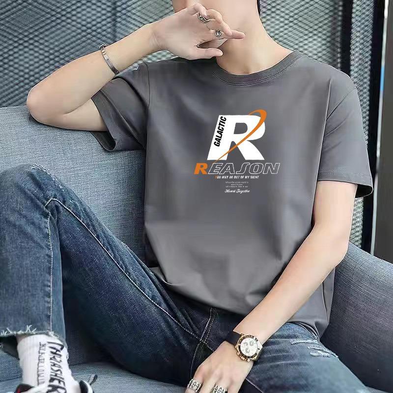 

Мужская футболка с коротким рукавом Летняя Новая Модная Бренд Модная Футболка с рукавом три четверти Чистый Хлопок Базовая футболка Поверх одежды M темно-серого