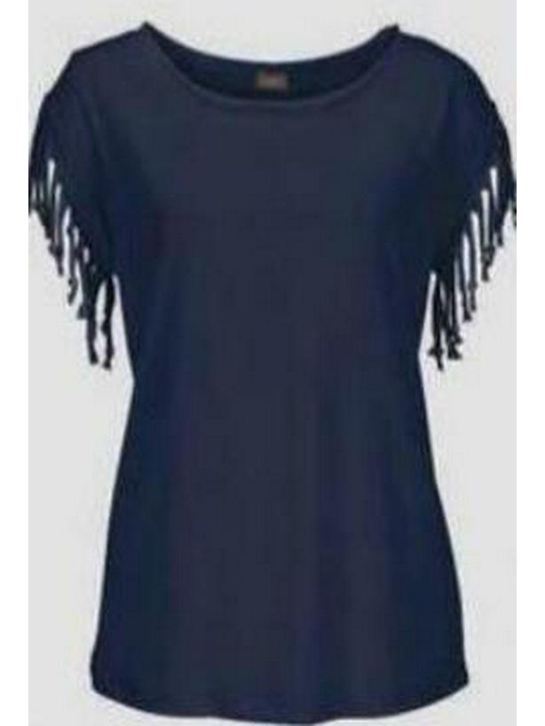 Women's Plus Size Multicolor Round Neck Short-Sleeve Tassel Knotted T-Shirt