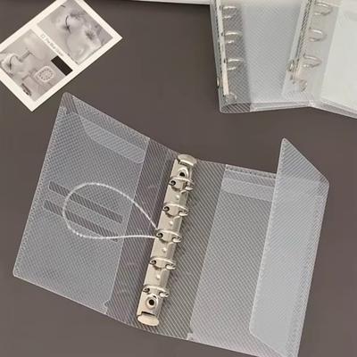 Ins PVC Transparent Twill M5 Tri-fold Binder Notebook Ins Portable Student Diary Notebook Cover Storage Bag Card Holder