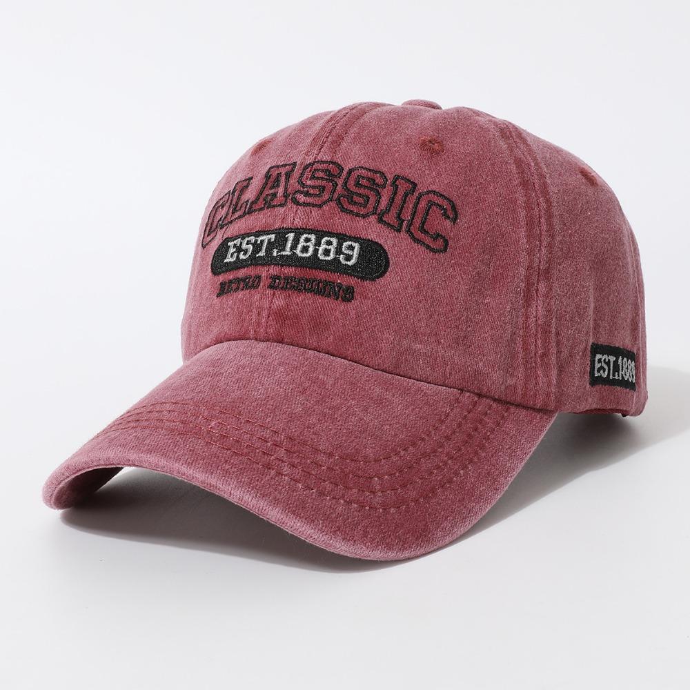 

Classic EST.1889 Peaked Cap Visor Baseball Hats Fashion Dad Hat For Man Women Unisex вина червоного кольору