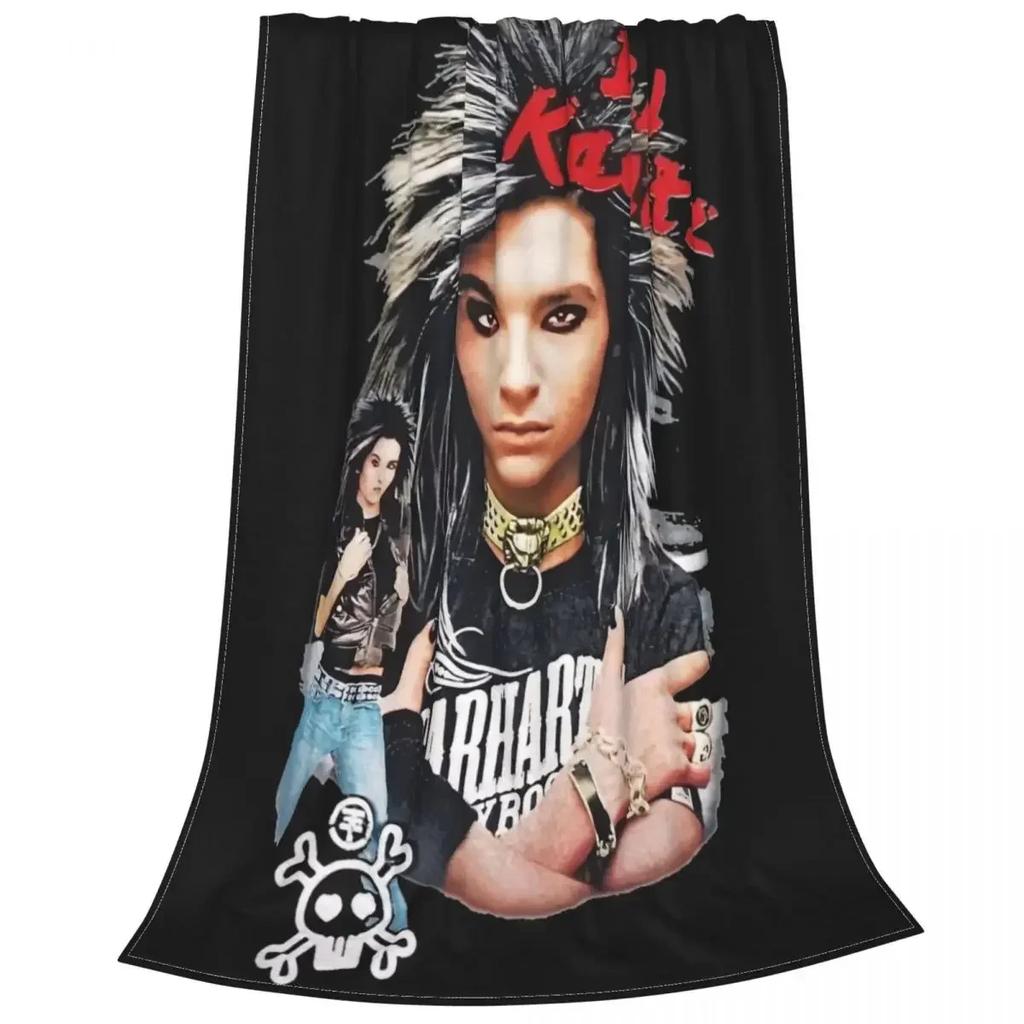 Bill Kaulitz Tokio Hotel Knitted Blankets Flannel Rock Metal Band Lightweight Thin Throw Blankets for Bed Bedroom Quilt