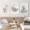 3 st/set Bohemisk Stil Nallebjörn Djur Barnkammare Canvasaffisch Stjärnor Moln Björnar Väggkonsttryck Modern Vardagsrum Heminredning
