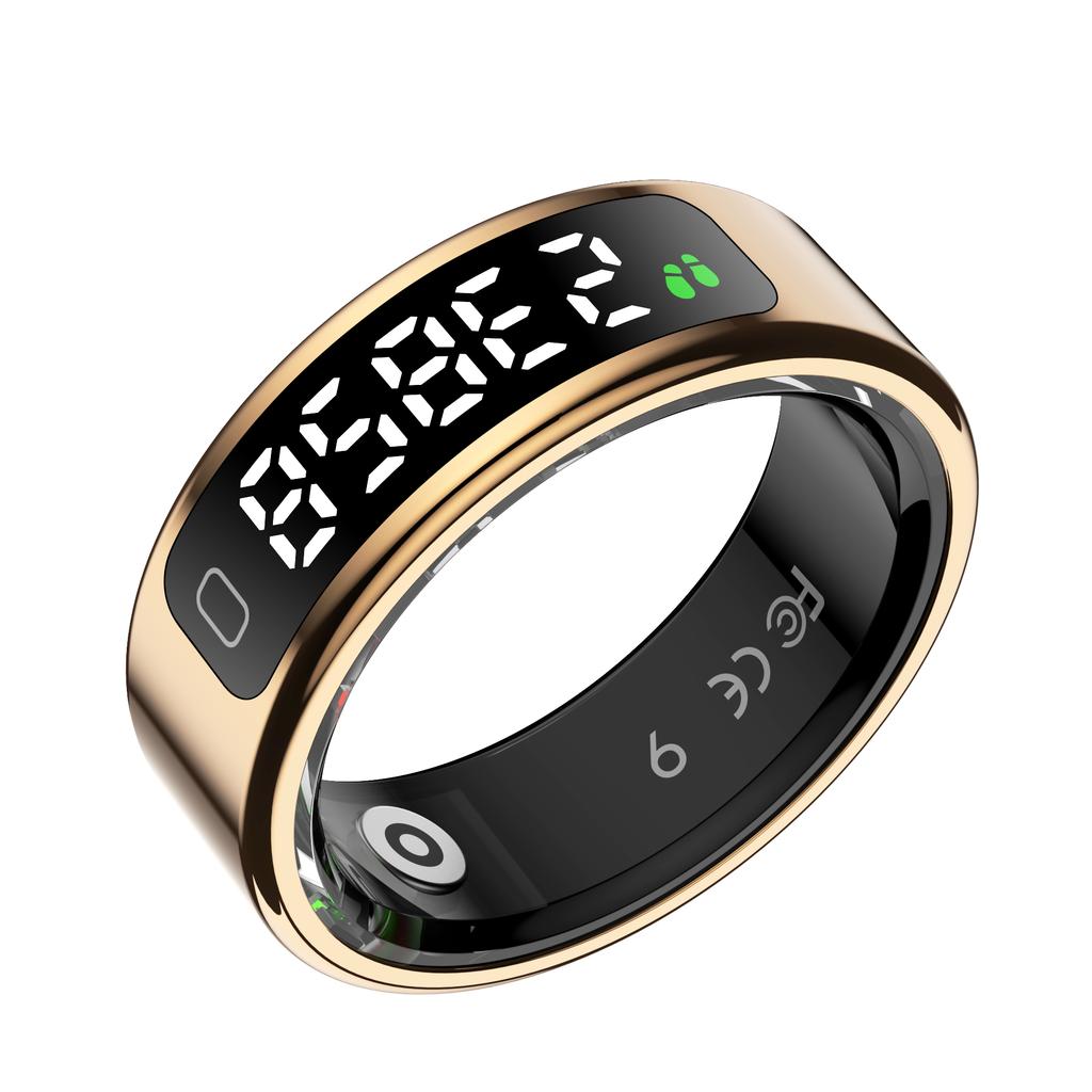 YurKem Anillo inteligente Frecuencia cardíaca Oxígeno en sangre Medición de presión arterial Hombres Mujeres Rastreador de ejercicios Deporte IP68 Anillo Bluetooth impermeable