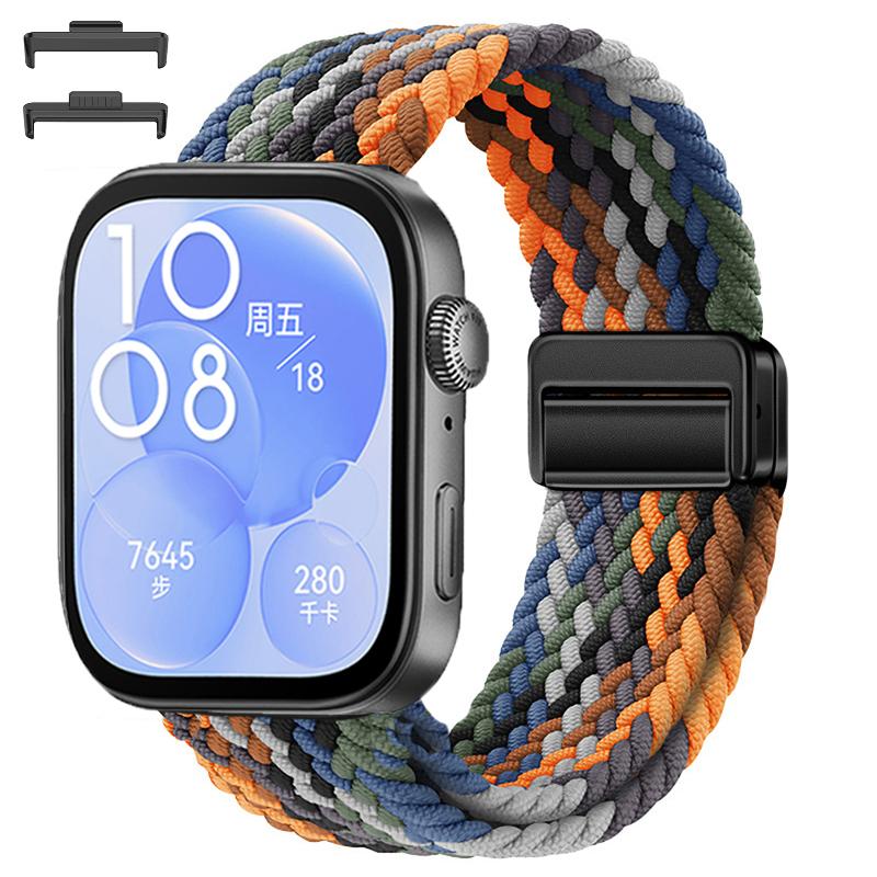 Magnetický řemínek s přezkou pro Huawei Watch Fit 3 Nylon Loop Náramek Correa pro Huawei Watch Fit 3 Inteligentní kovový náramek