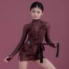 Latin Dance Dress Girls Children High Neck Tops Skirts Practice Training Clothes Rumba Tango Latin Performance Costumes