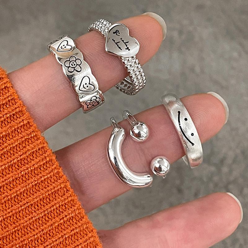 Heart Adjustable Smiley Finger Ring Women Decoration Jewelry Gift Ornaments
