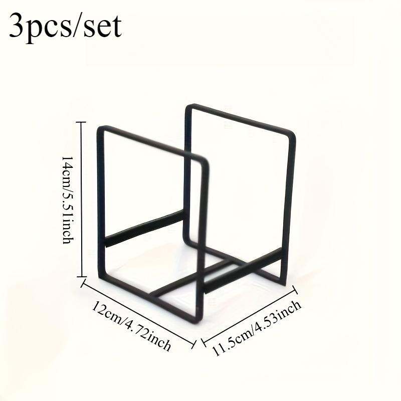 

3 шт./набор Кухонная сушилка для посуды из нержавеющей стали, Органайзер для хранения в шкафу с поддоном для стекания воды, Сверхпрочный держатель для кухонных принадлежностей над мойкой 14x12x11.5cm чёрный