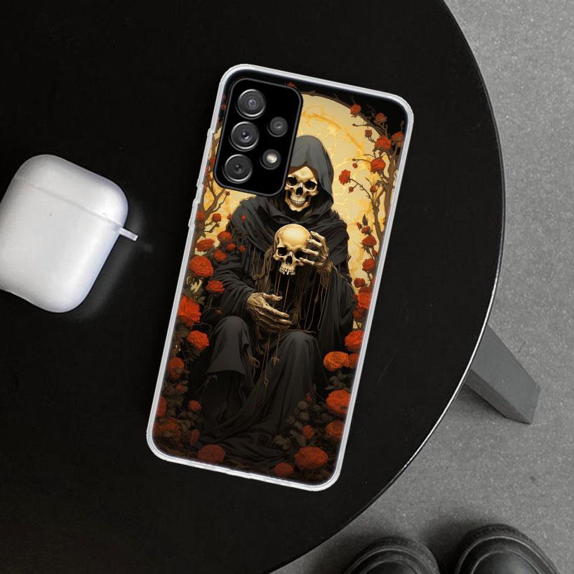 Reaper Skull Skeleton Gun Phone Case for Samsung Galaxy A17 A16 A26 A36 A56 A57 A37 A15 A25 A35 A55 A14 A24 A34 A54 A13 A23 A33