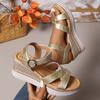 Fashion Fashion Gold Wedge Heel Sandals Women 2025 Cross Band Summer Platform Sandles Woman Plus Size Thick Bottom Rome Shoes Female