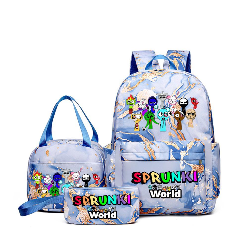 Rhythm Box Music Game Heat Transfer Backpack Sprunki Primary and Secondary School Students Children's Cute Schoolbag Three-piece Set