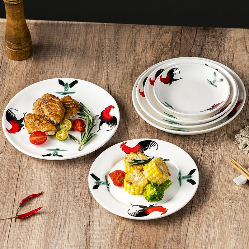 Rooster Series Traditional Oval Ceramic Fish Plate for Hotels & Restaurants